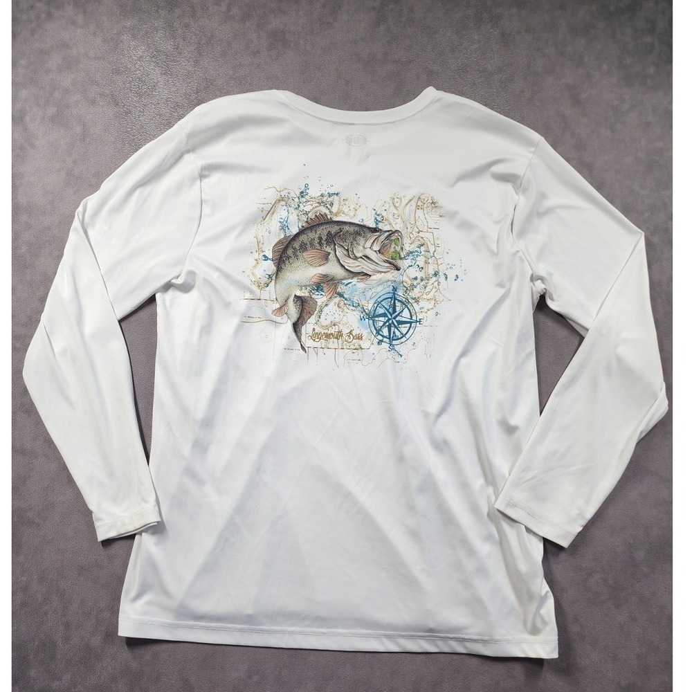 Outdoor Gear Largemouth Bass Fishing Shirt Mens XL White Long Sleeve Performance